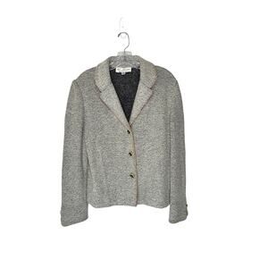 St. John Sweater Blazer Gray Knit Career Office Preppy Career Academia‎ Size 10